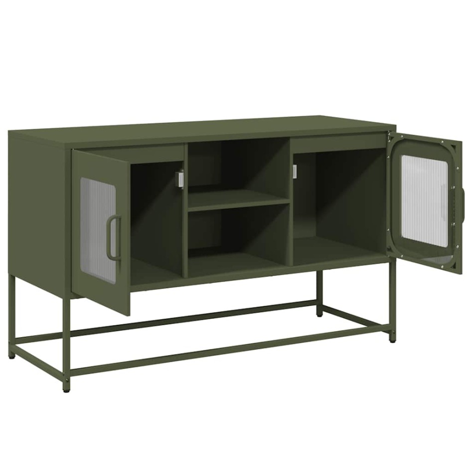 Mueble para TV de acero verde oliva 100,5x39x60,5