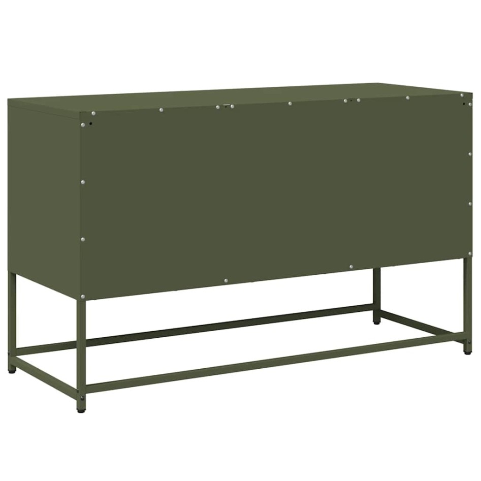 Mueble para TV de acero verde oliva 100,5x39x60,5