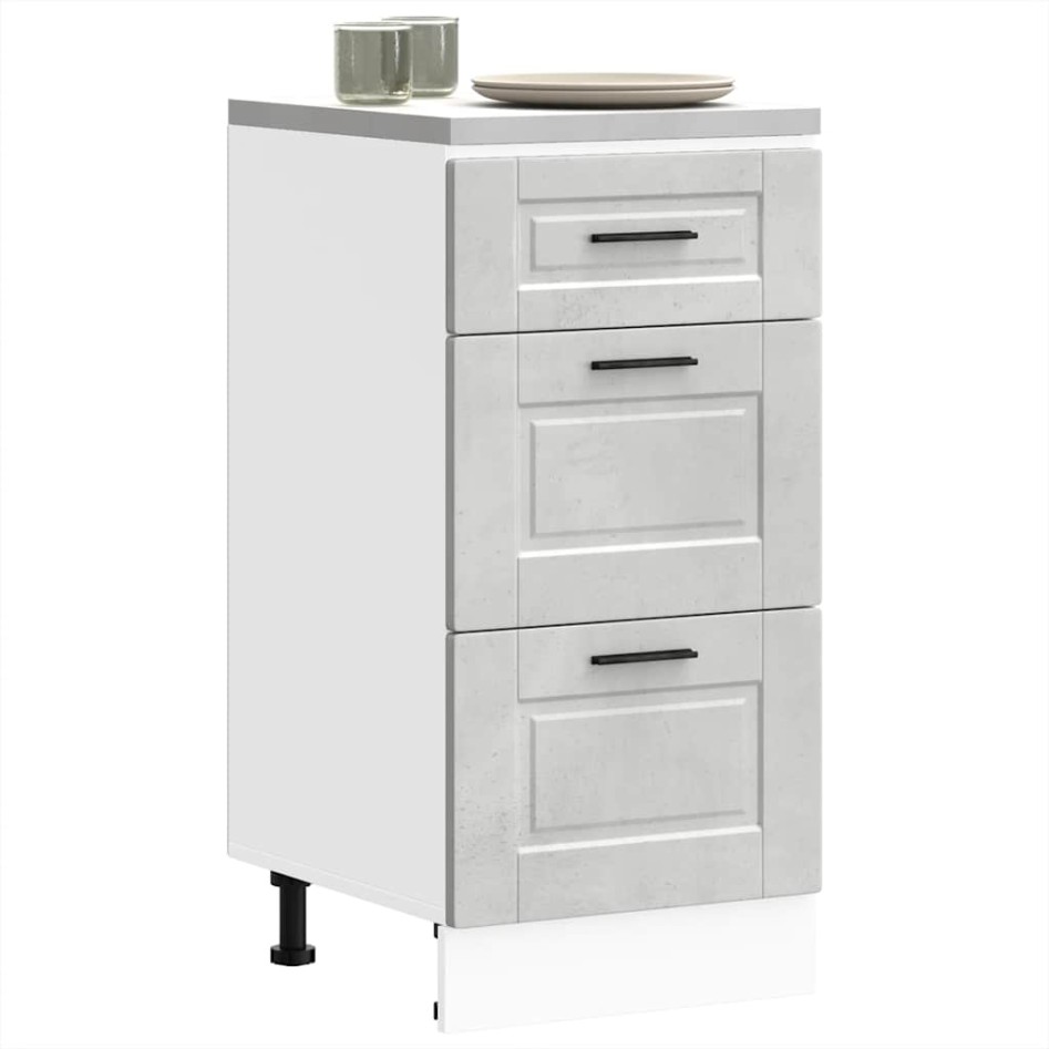 Mueble bajo de cocina porto gris cemento madera