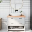 Encimera baño madera maciza tratada marrón claro 100x40x(2-6)cm