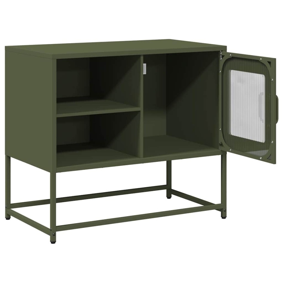 Mueble para TV de acero verde oliva 68x39x60,5