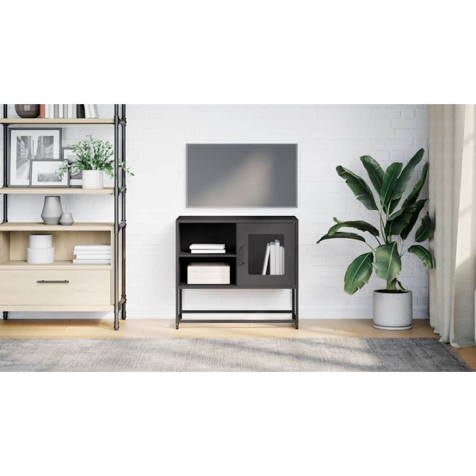 Mueble para TV de acero negro 68x39x60,5