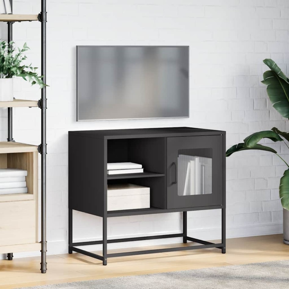 Mueble para TV de acero negro 68x39x60,5