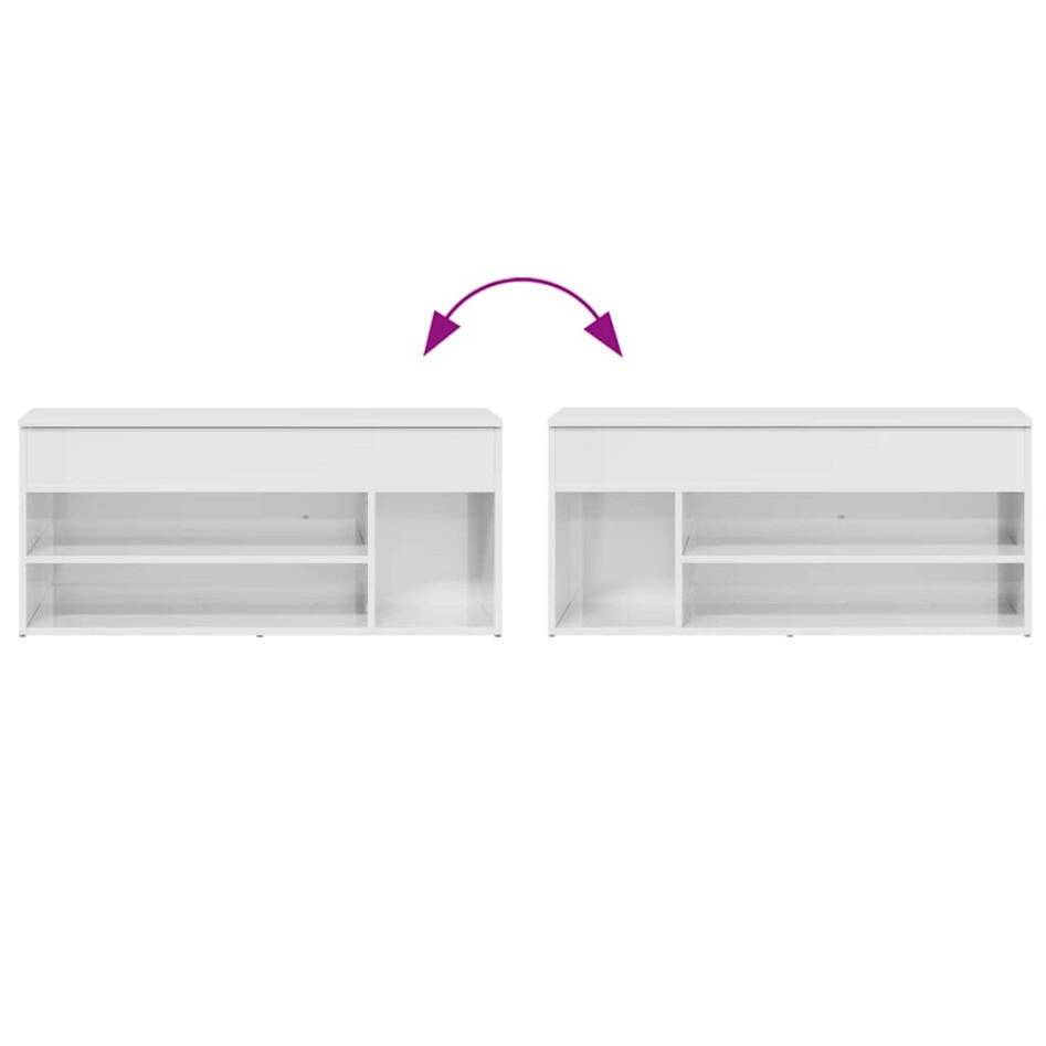 Banco zapatero madera de ingeniería blanco brillo