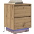 Mesilla de noche con luces LED roble artesanal 38x34x50
