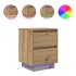 Mesilla de noche con luces LED roble artesanal 38x34x50