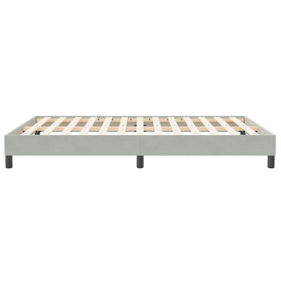 Cama box spring sin colchón terciopelo gris claro 140x210
