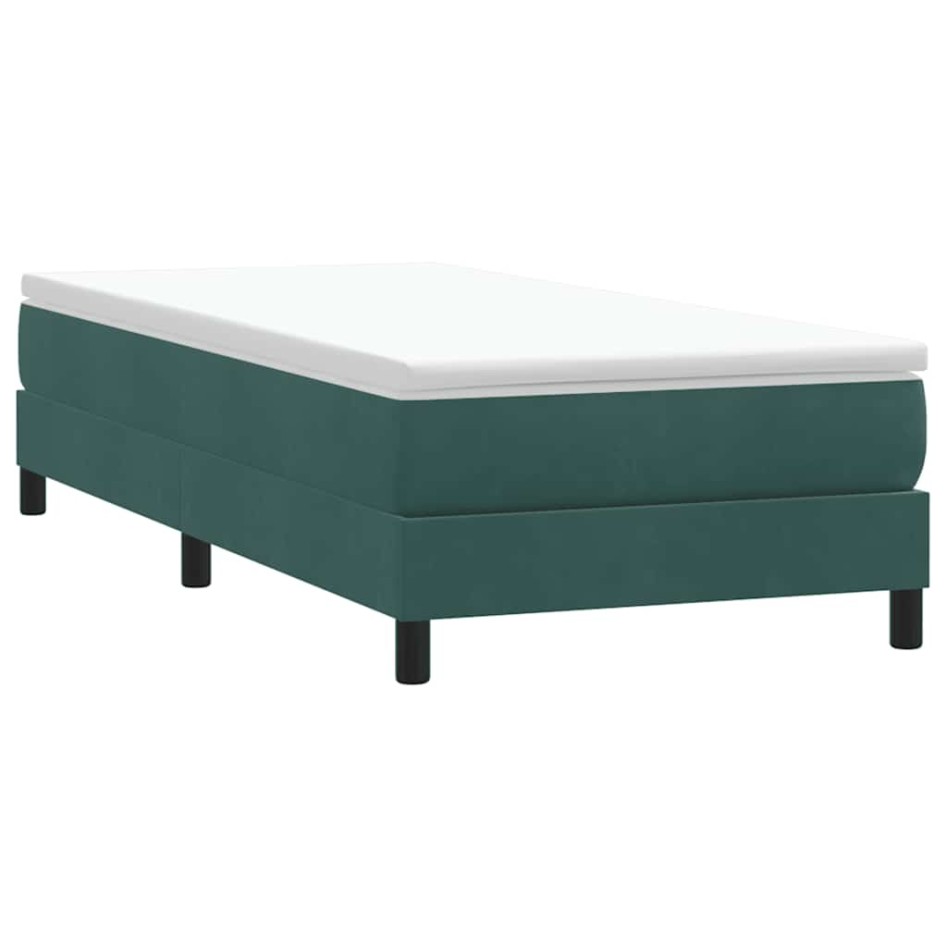 Cama box spring sin colchón terciopelo verde oscuro 90x210
