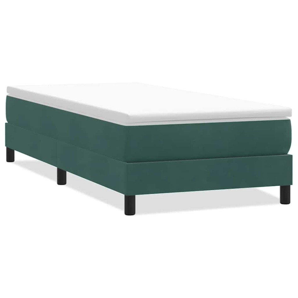 Cama box spring sin colchón terciopelo verde oscuro 90x210