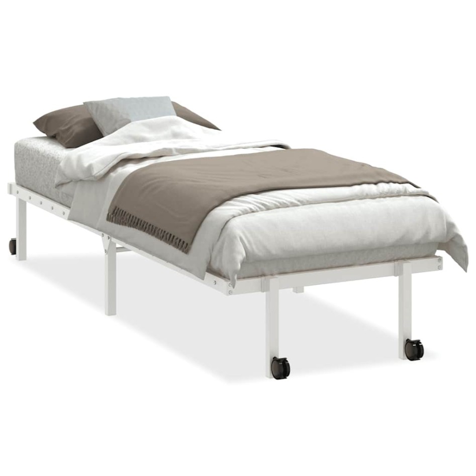 Estructura de cama sin colchón plegable blanco acero 75x190