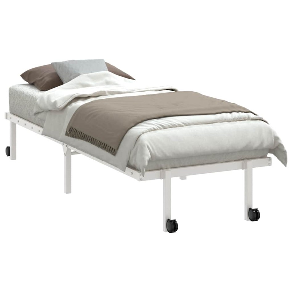 Estructura de cama sin colchón plegable blanco acero 75x190