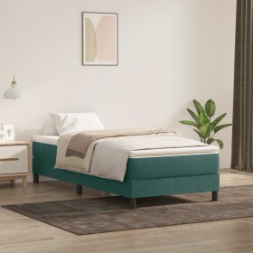 Cama box spring sin colchón verde oscuro terciopelo 80x220