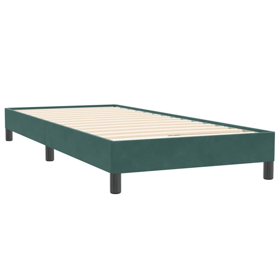 Cama box spring sin colchón verde oscuro terciopelo 80x220