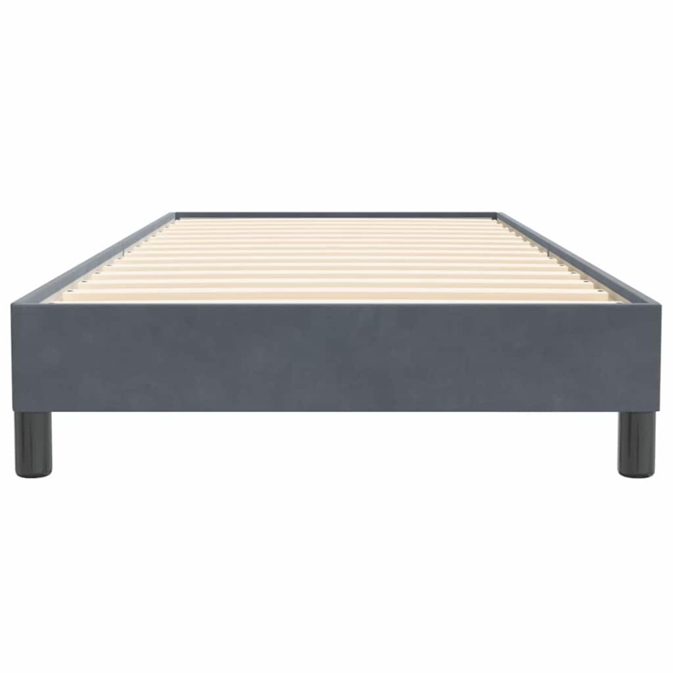 Cama box spring sin colchón gris oscuro terciopelo 80x220