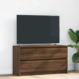 Mueble para TV madera contrachapada marrón roble 100x35x54