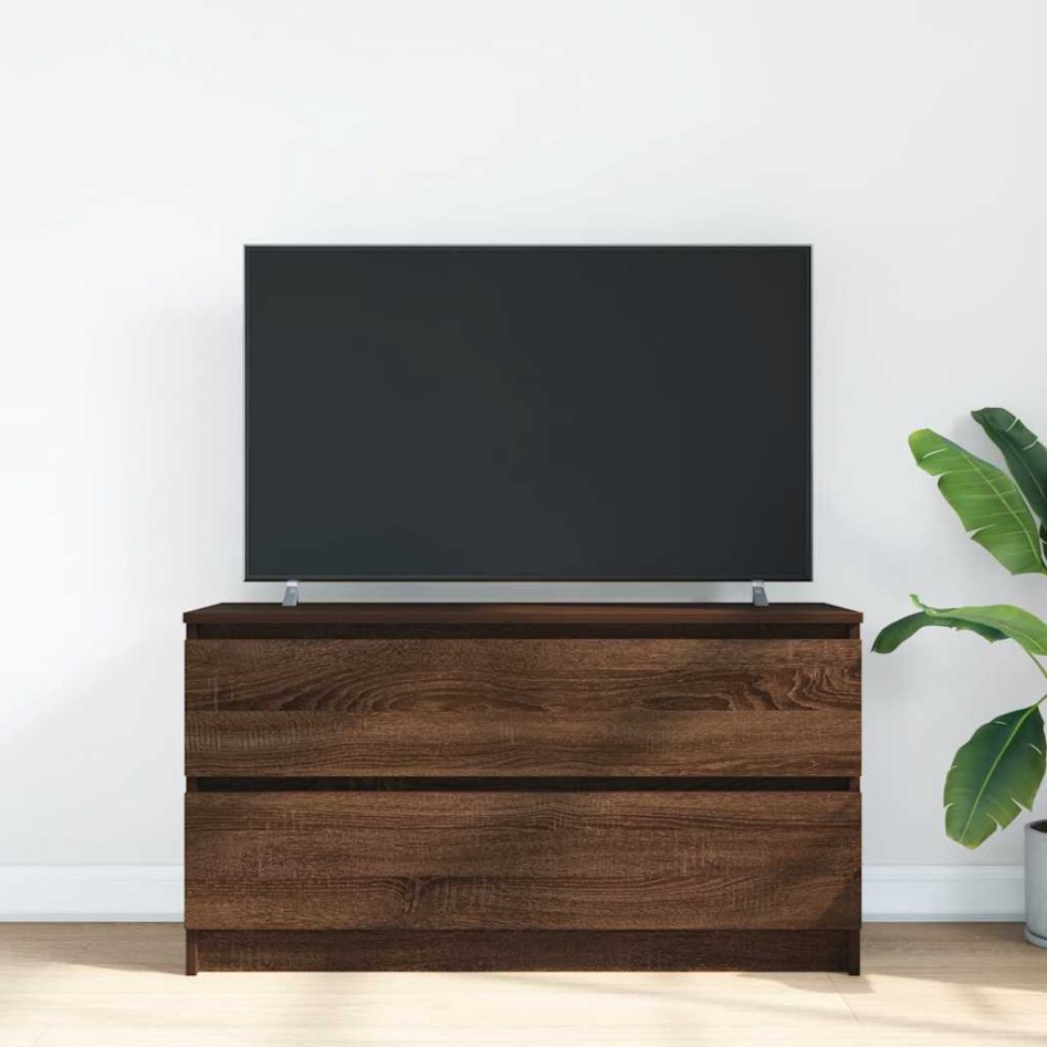 Mueble para TV madera contrachapada marrón roble 100x35x54