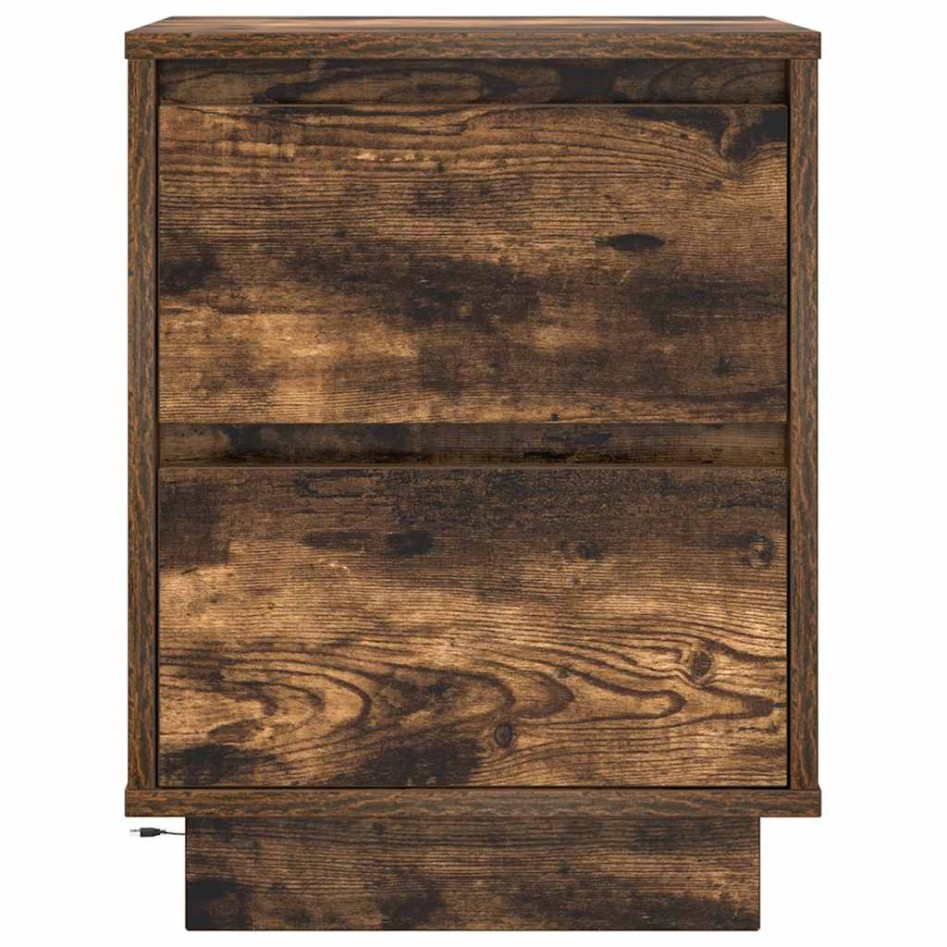 Mesillas de noche con luces LED 2 uds roble ahumado 38x34x50