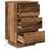 Mesilla de noche con luces LED madera vieja 38x34x65