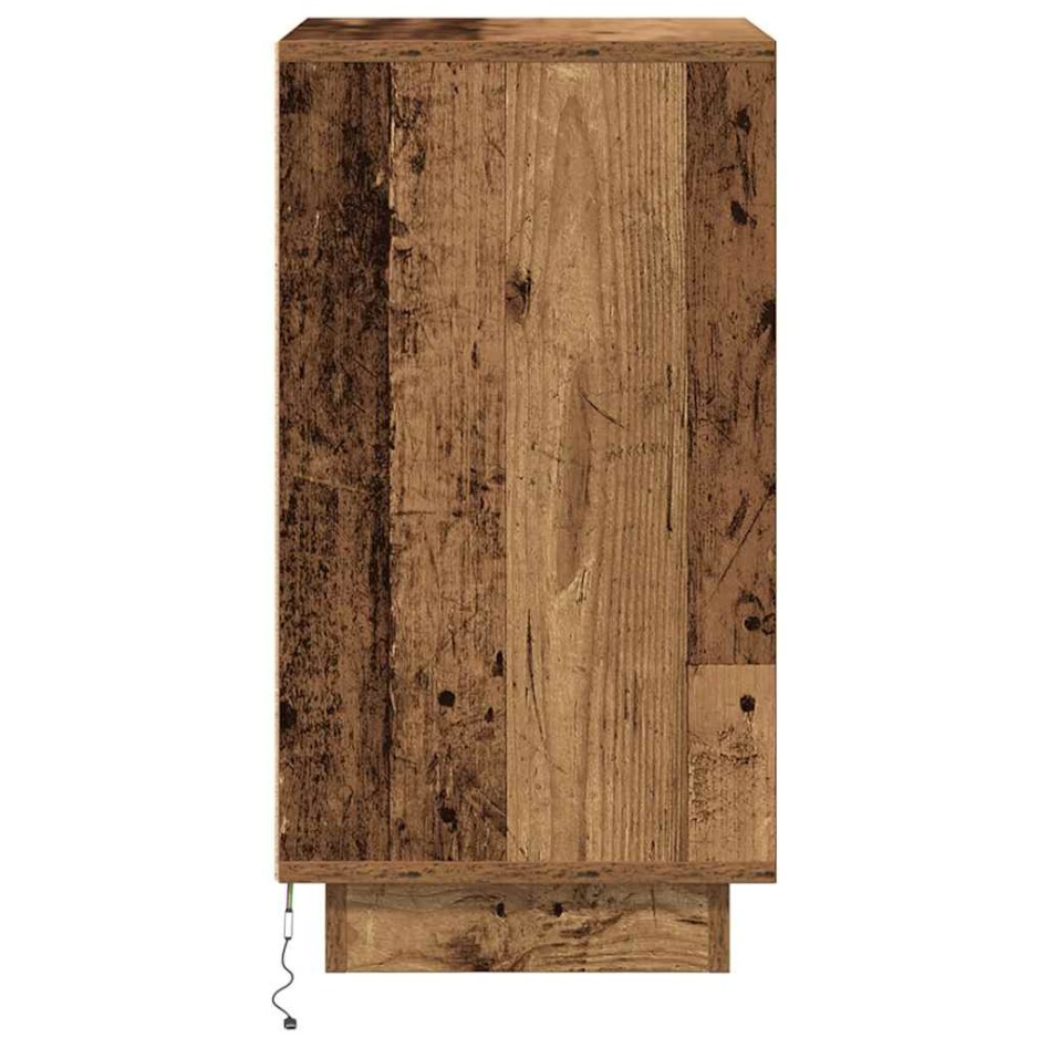 Mesilla de noche con luces LED madera vieja 38x34x65