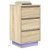 Mesilla de noche con luces LED roble sonoma 38x34x65