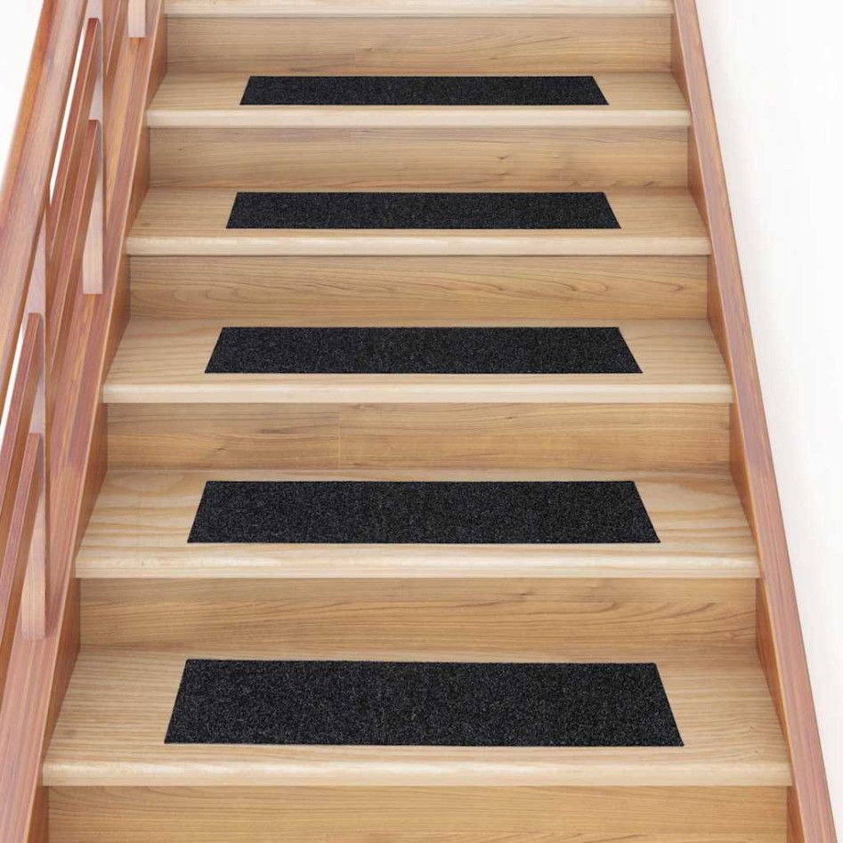 Alfombrillas escaleras autoadhesivas 30uds negro 76x20