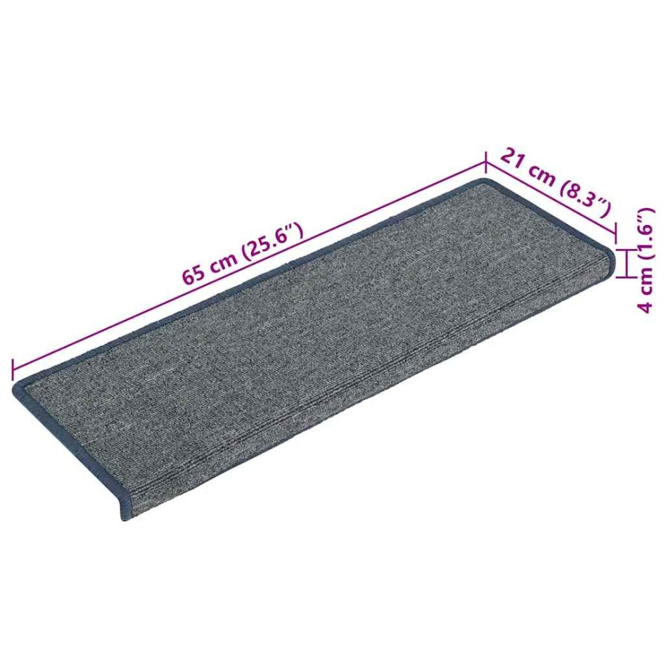 Alfombrilla escalera 30 uds 65x21x4 cm morado y
