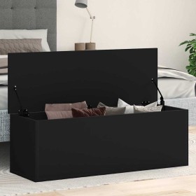 Caja de almacenaje madera de ingeniería negro 102x35x35