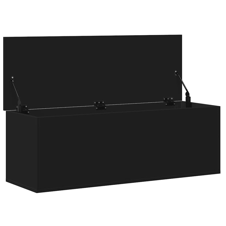 Caja de almacenaje madera de ingeniería negro 102x35x35