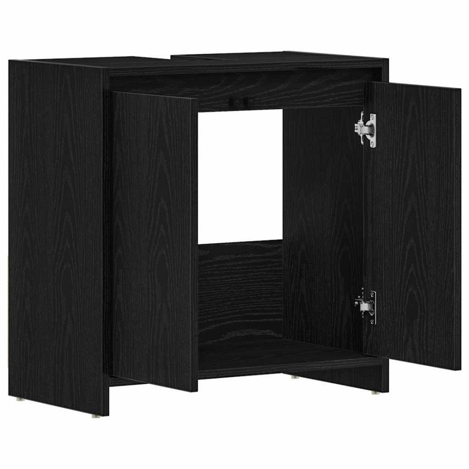 Armario de baño madera contrachapada negro roble 60x33x60