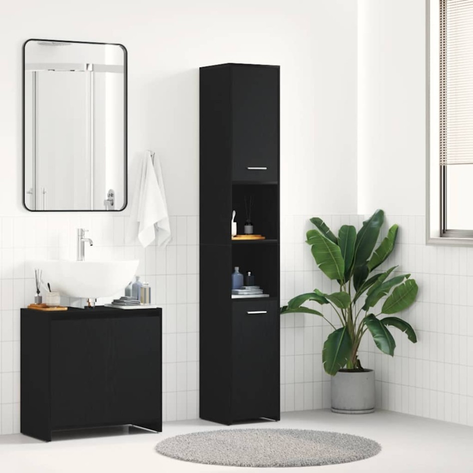 Mueble de baño de madera de roble negro 30x30x183,5