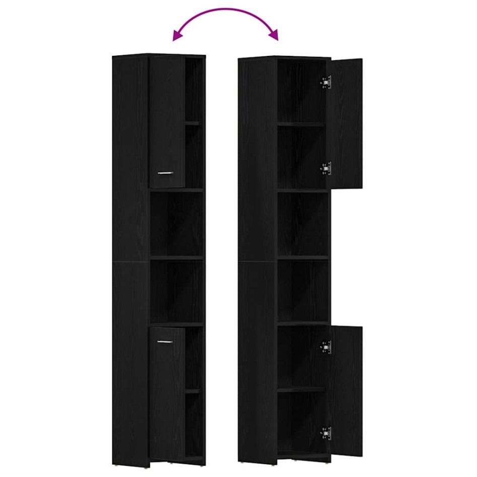 Mueble de baño de madera de roble negro 30x30x183,5