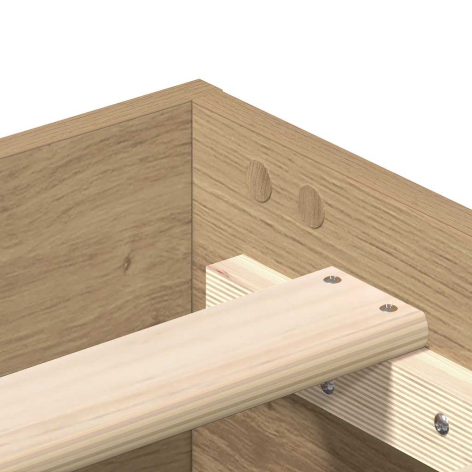 Estructura de cama sin colchón roble artesanal 100x200