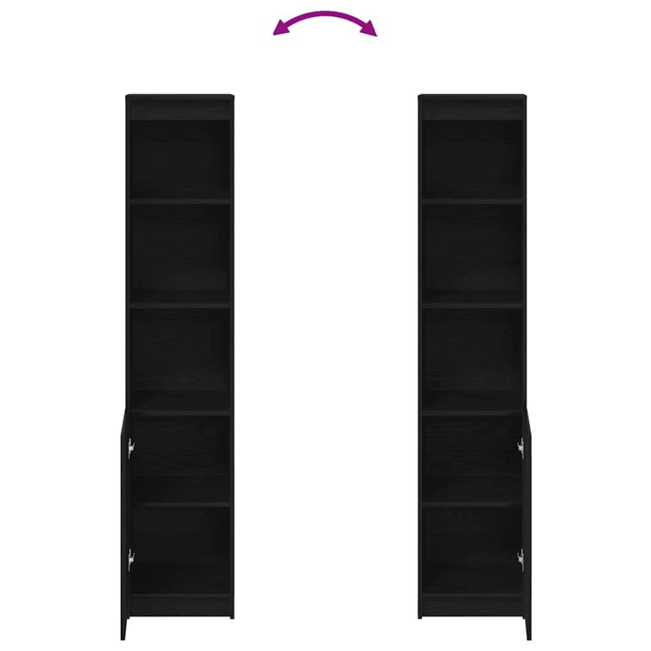 Aparador alto roble negro 37,5x35x180 cm madera de