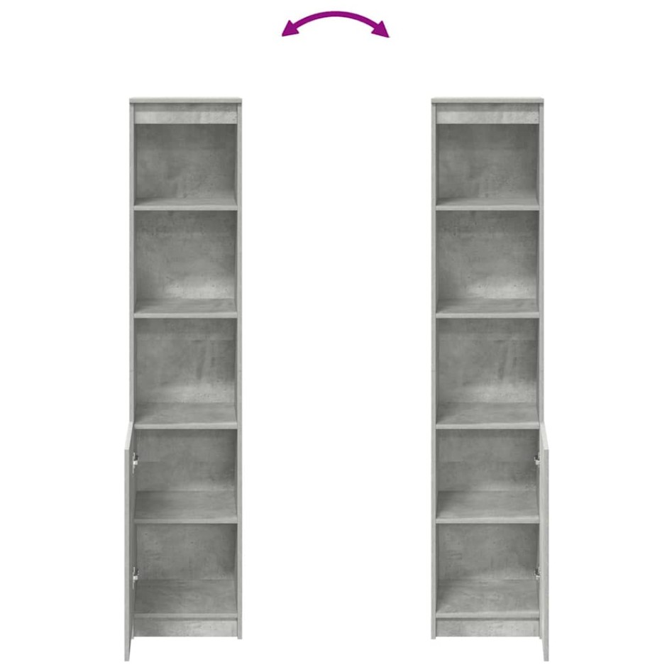 Aparador alto gris hormigón 37,5x35x180 cm madera de