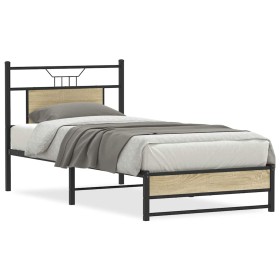 Estructura de cama sin colchón madera roble Sonoma 75x190