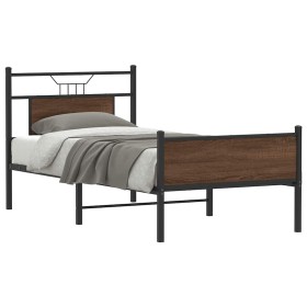 Estructura de cama sin colchón madera marrón roble 75x190