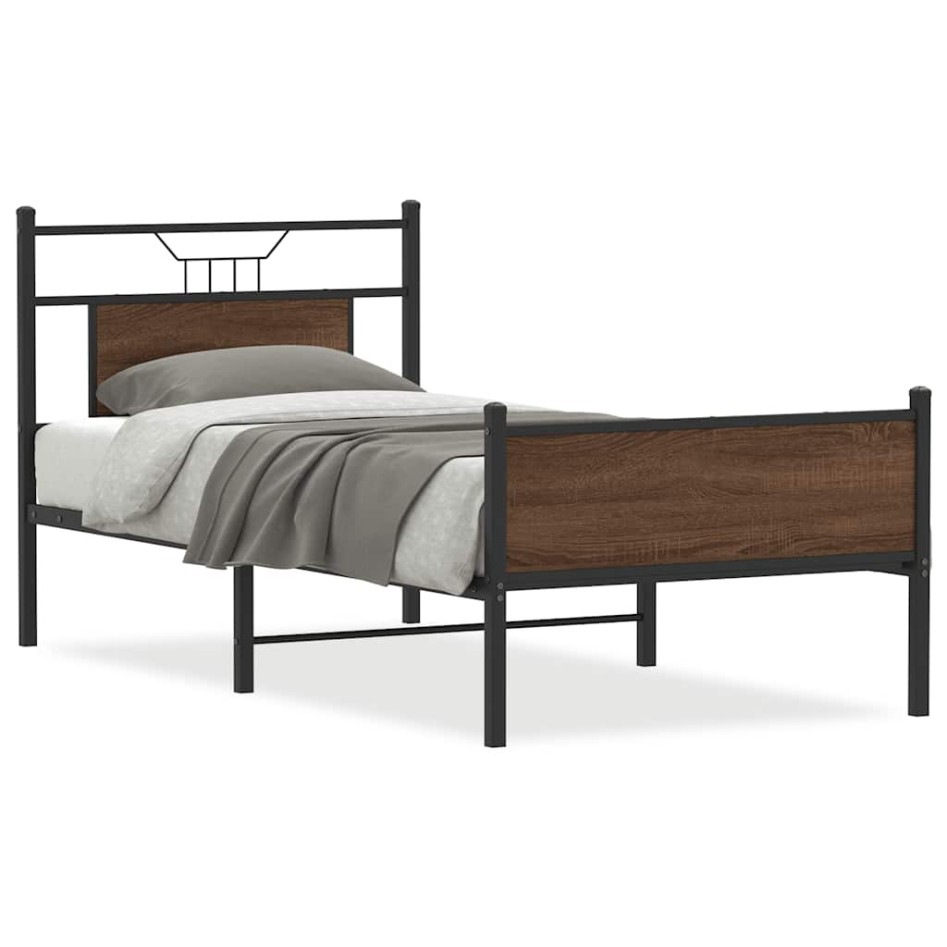 Estructura de cama sin colchón madera marrón roble 75x190