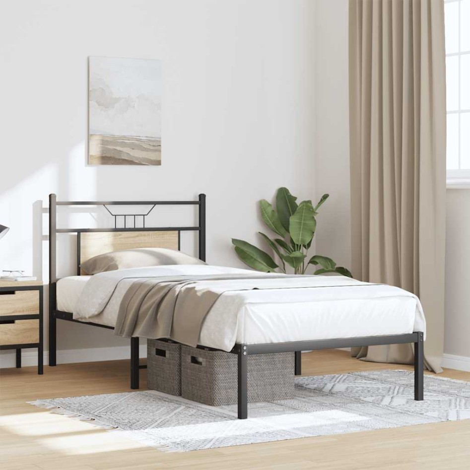 Estructura de cama sin colchón madera roble Sonoma 90x200