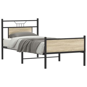 Estructura de cama sin colchón madera roble Sonoma 90x200