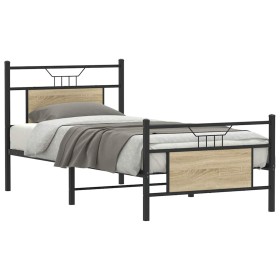 Estructura de cama sin colchón madera roble Sonoma 90x200