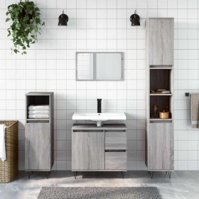 Armario de baño madera contrachapada gris Sonoma 65x33x60