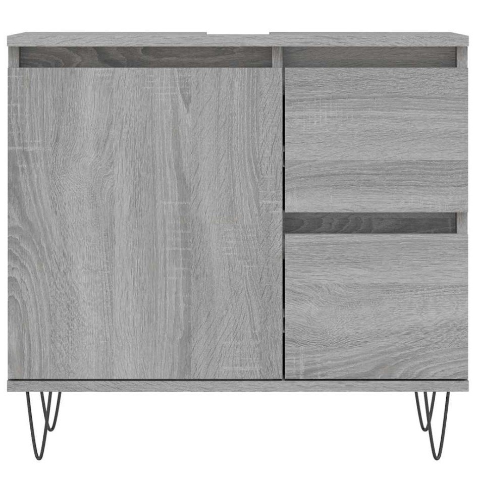 Armario de baño madera contrachapada gris Sonoma 65x33x60