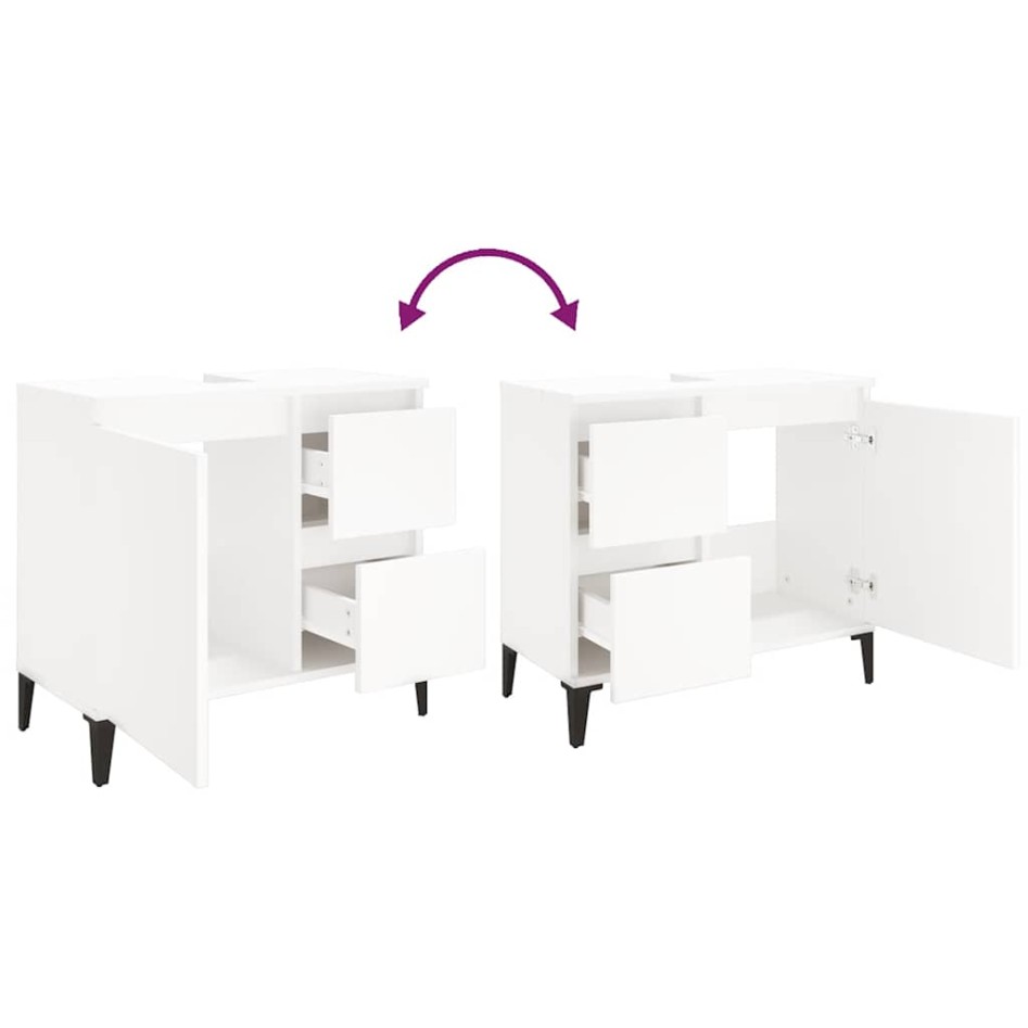 Armario de baño madera contrachapada blanco 65x33x60