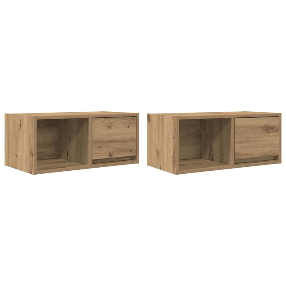 Muebles para TV 2 uds madera roble artisan 60x31x25,5