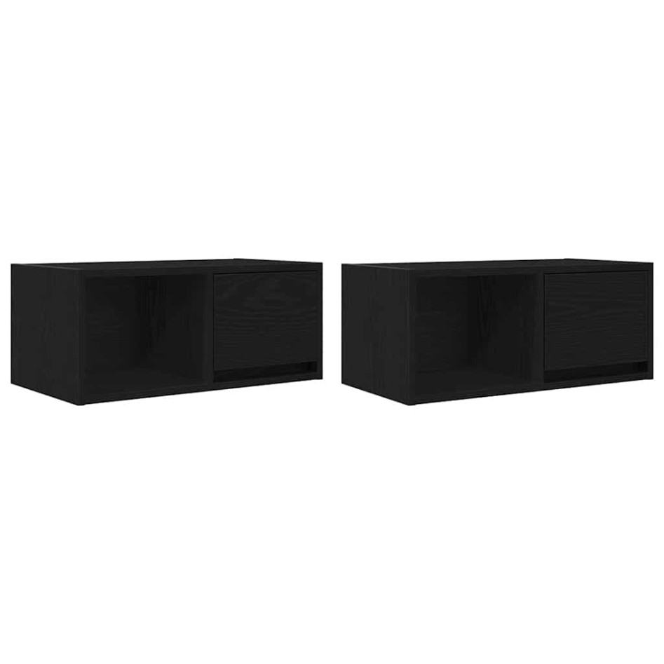Muebles de TV 2 uds Roble Negro 60x31x25,5 cm Madera