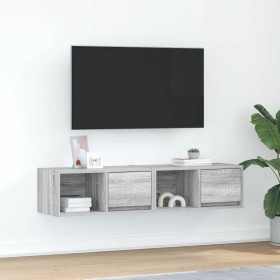 Muebles de TV 2 uds madera ingeniería gris Sonoma 60x31x25,5