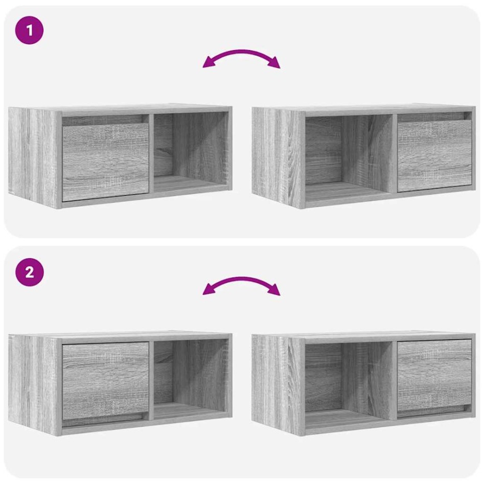 Muebles de TV 2 uds madera ingeniería gris Sonoma 60x31x25,5