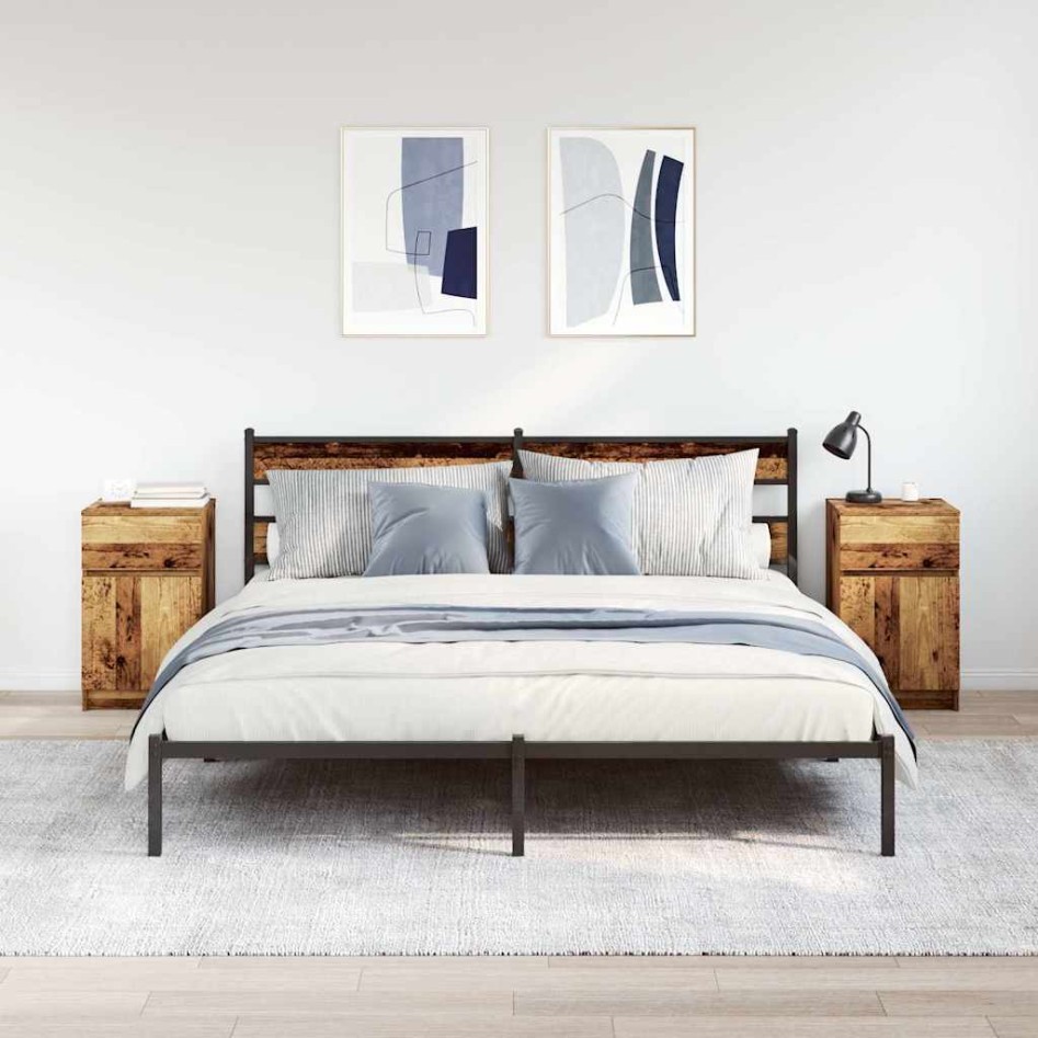 Mesitas noche 2uds madera contrachapada madera vieja