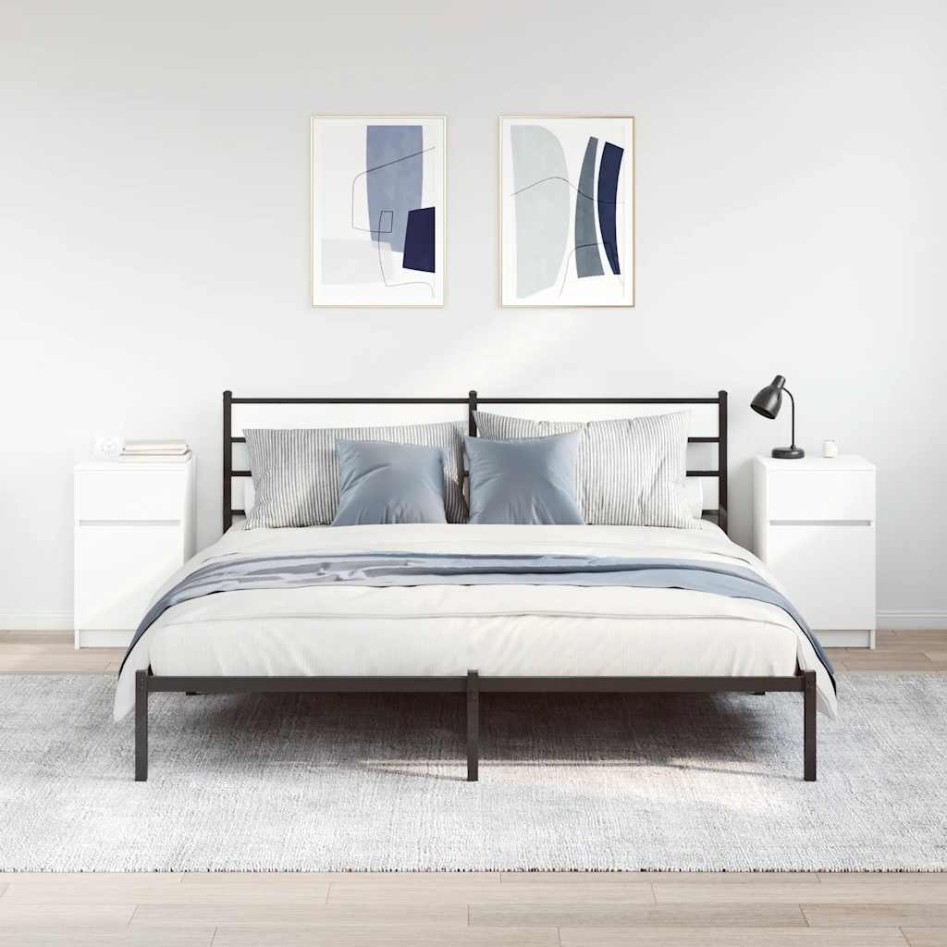 Mesillas de noche 2 uds. Madera de ingeniería blanca