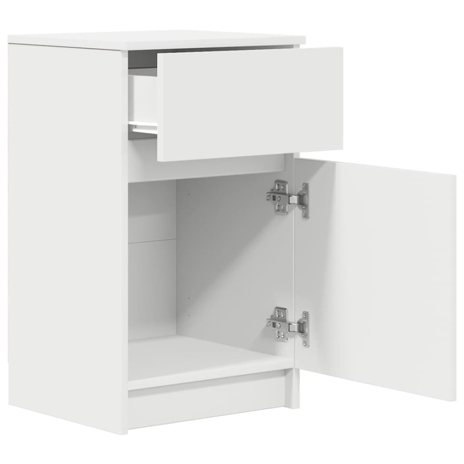 Mesillas de noche 2 uds. Madera de ingeniería blanca